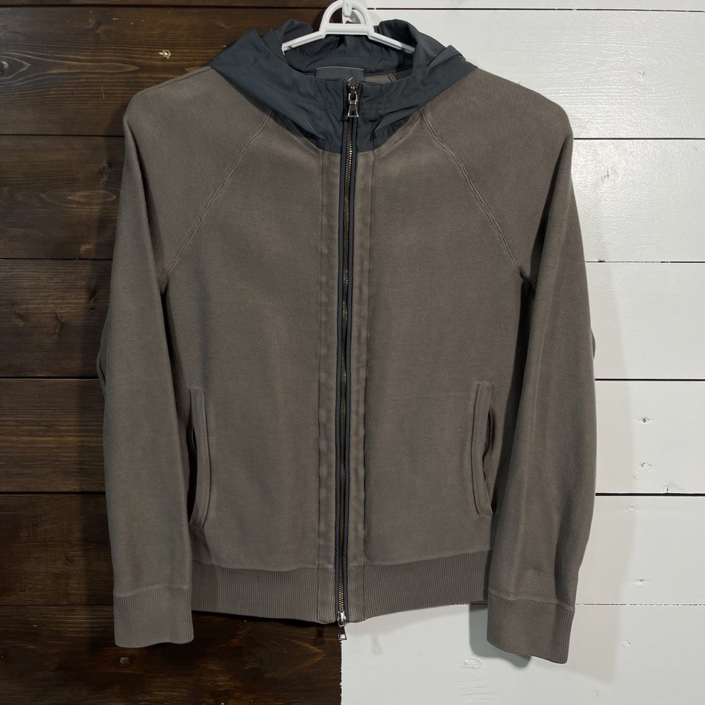 Vince Full Zip Brown Hoodie Mens Size Small Cotton